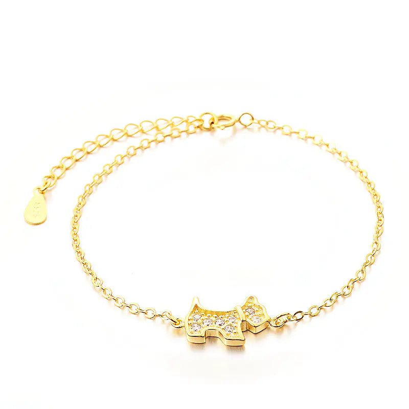 Zircon Gem Dog Bracelet in Gold