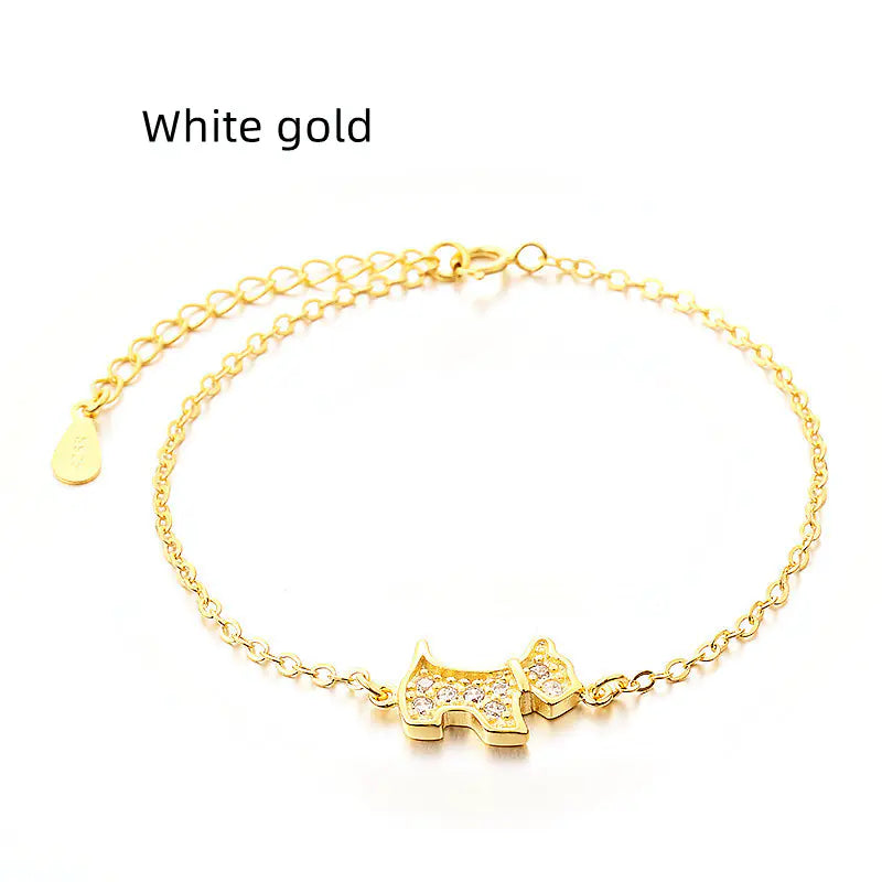 Zircon Gem Dog Bracelet in Gold