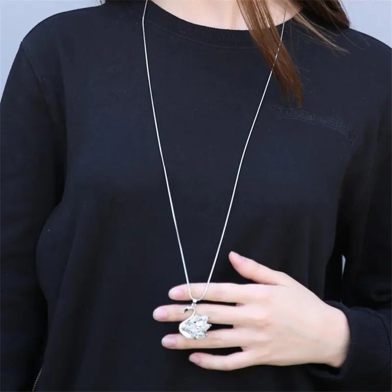 Elegant Swan Zircon Necklace