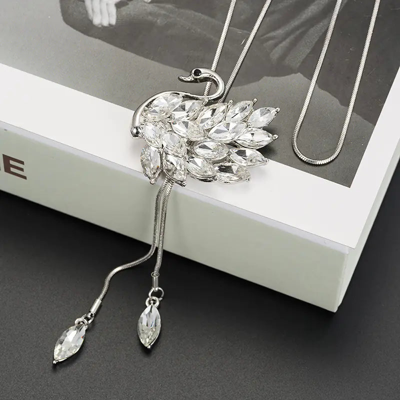 Elegant Swan Zircon Necklace