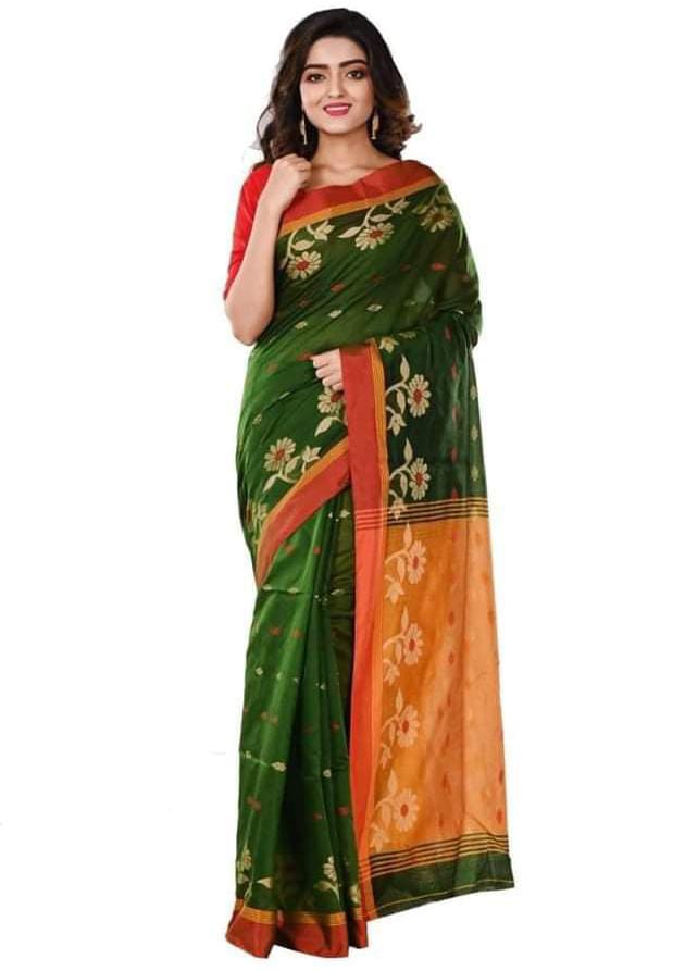 Cotton silk handloom saree with blouse piece