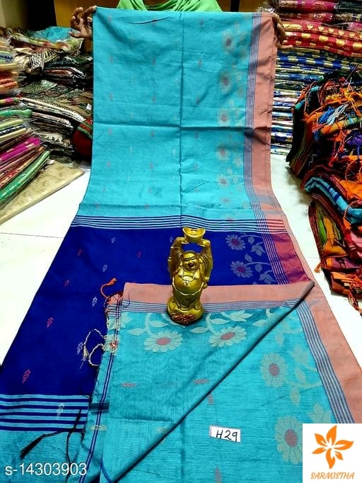 Cotton silk handloom saree with blouse piece
