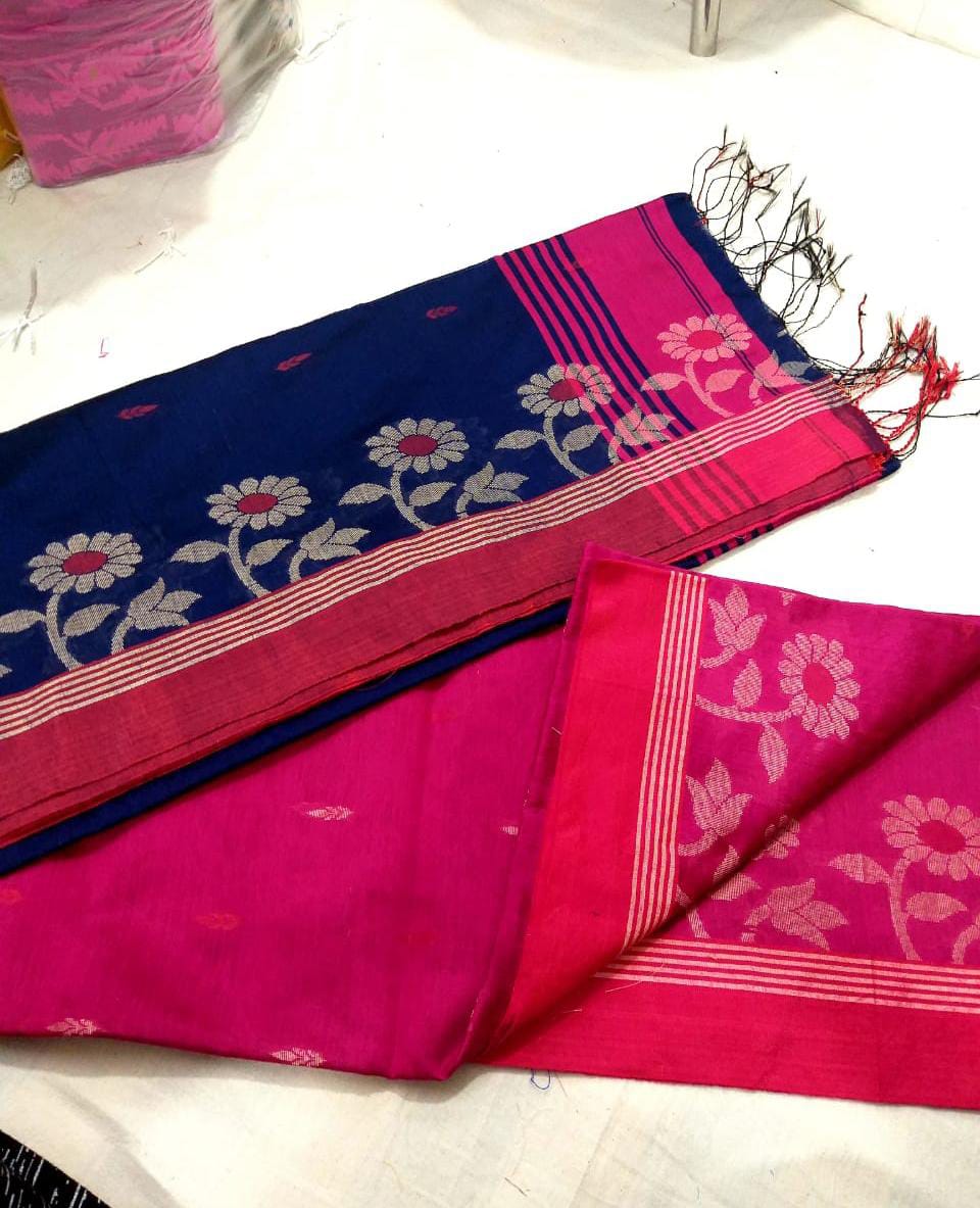 Cotton silk handloom saree with blouse piece