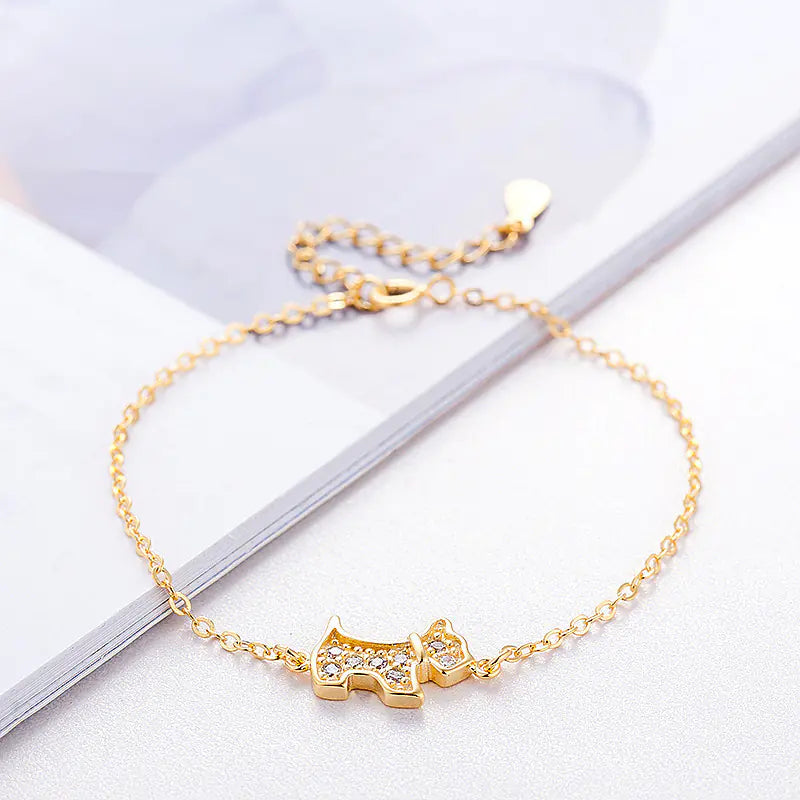 Zircon Gem Dog Bracelet in Gold