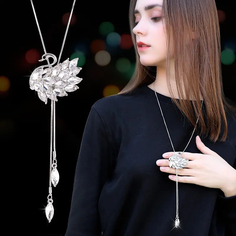 Elegant Swan Zircon Necklace