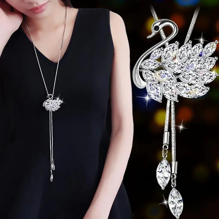 Elegant Swan Zircon Necklace
